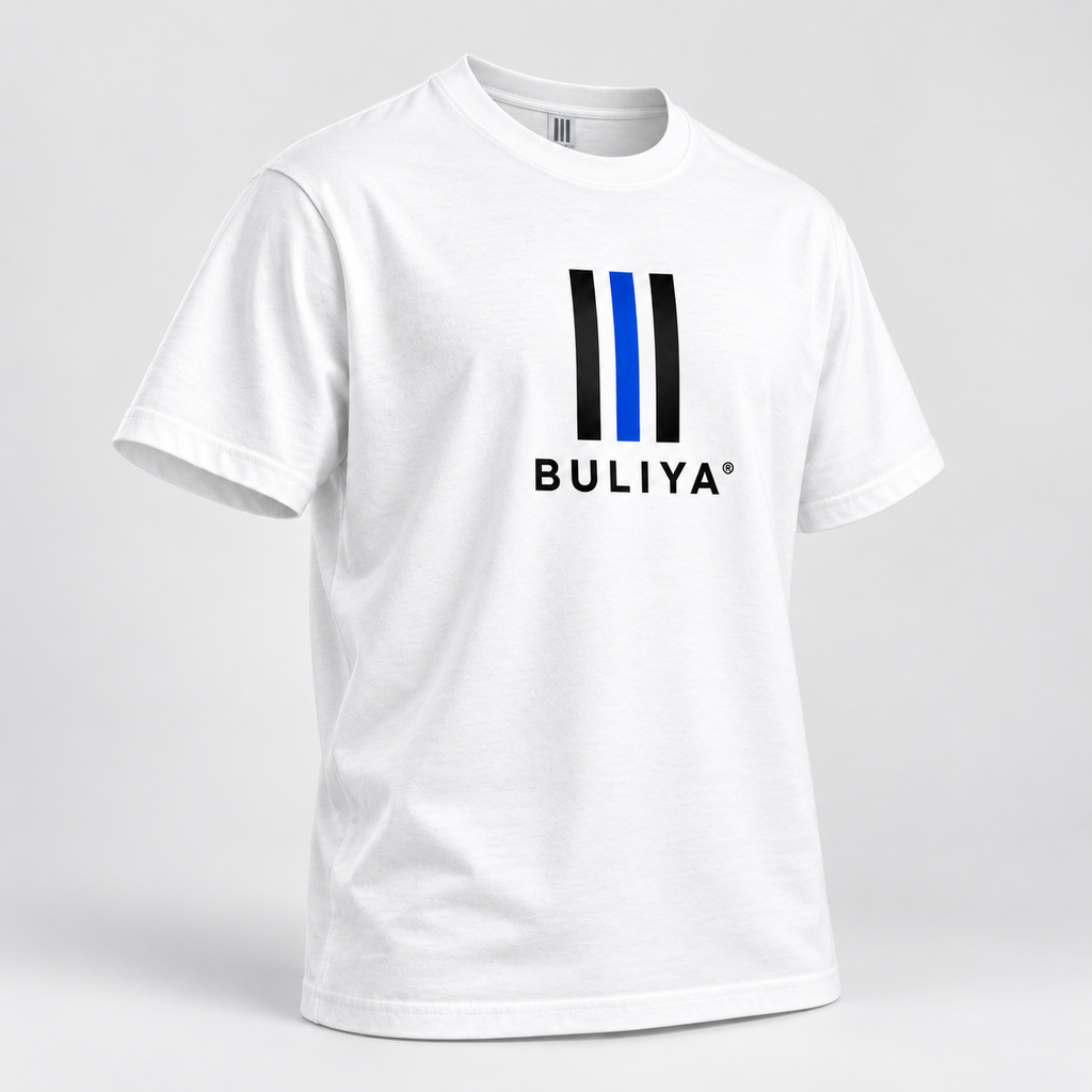 BULIYA Classic Logo Tee white angled view