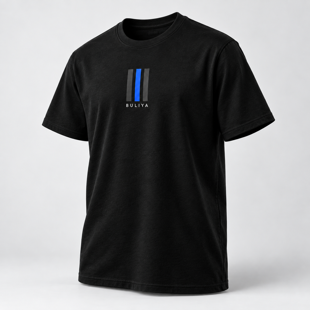BULIYA Minimal Essential Tee black angled view