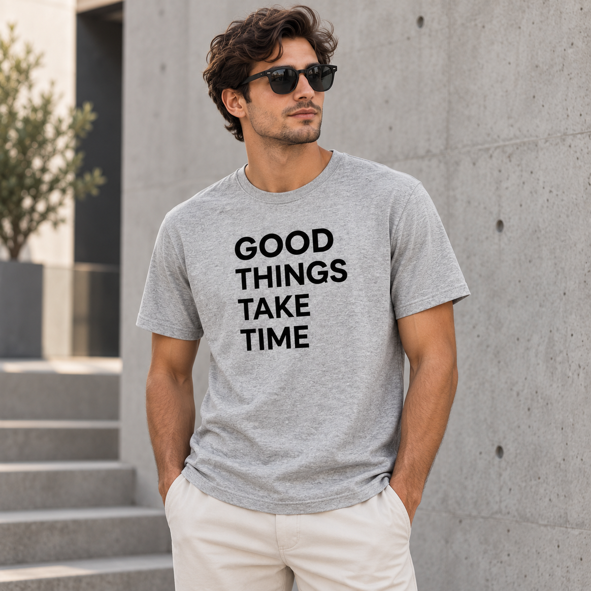 BULIYA Motivation Tee grey lifestyle model