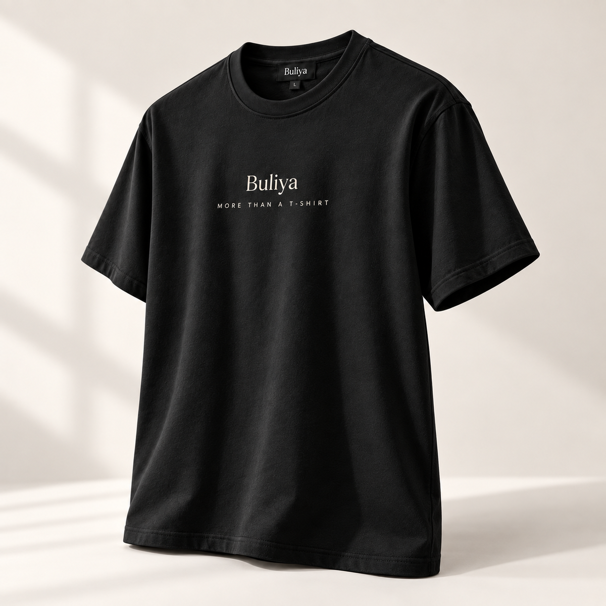BULIYA Premium Cotton T-Shirt carbon black angled view