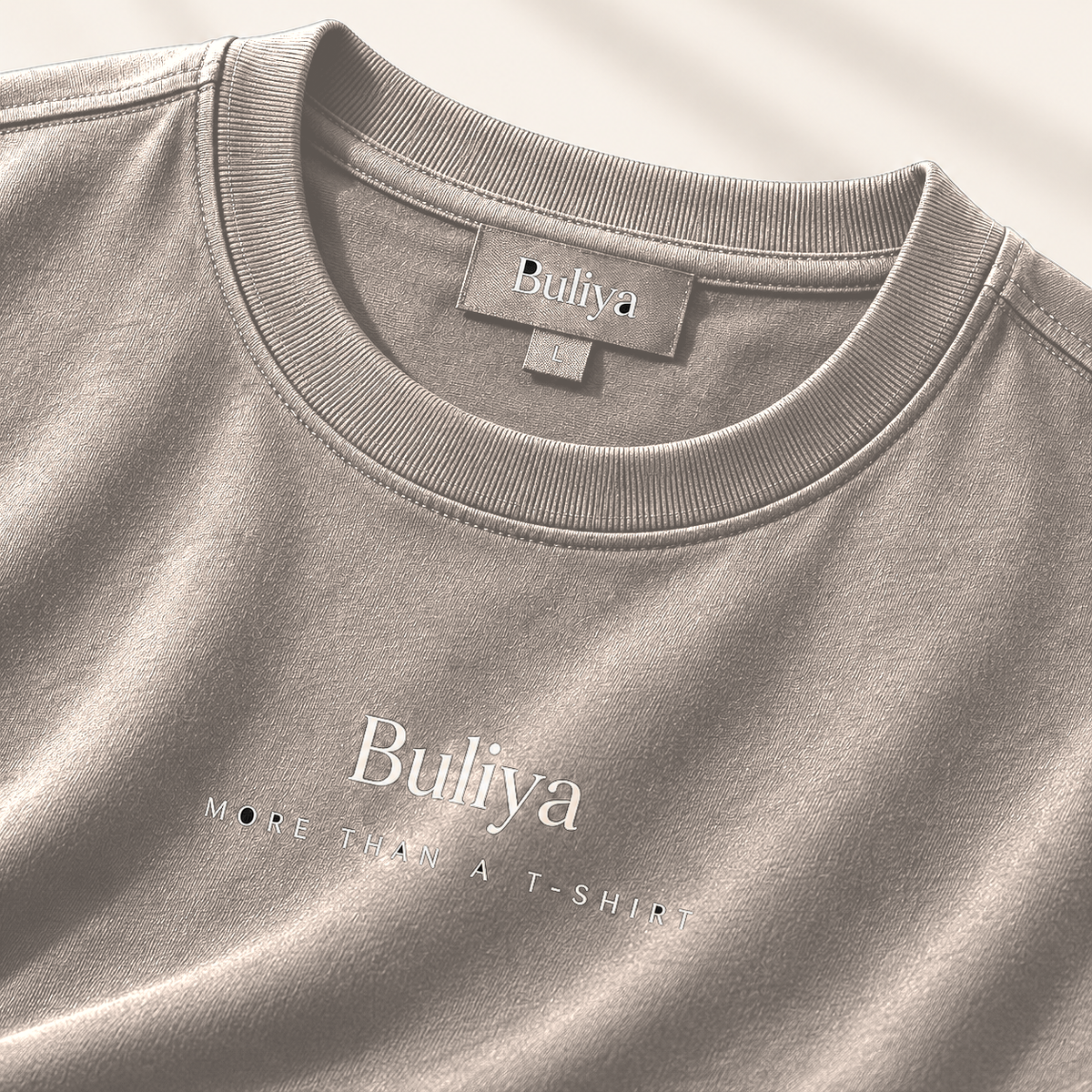 BULIYA Premium Cotton T-Shirt Cream detail