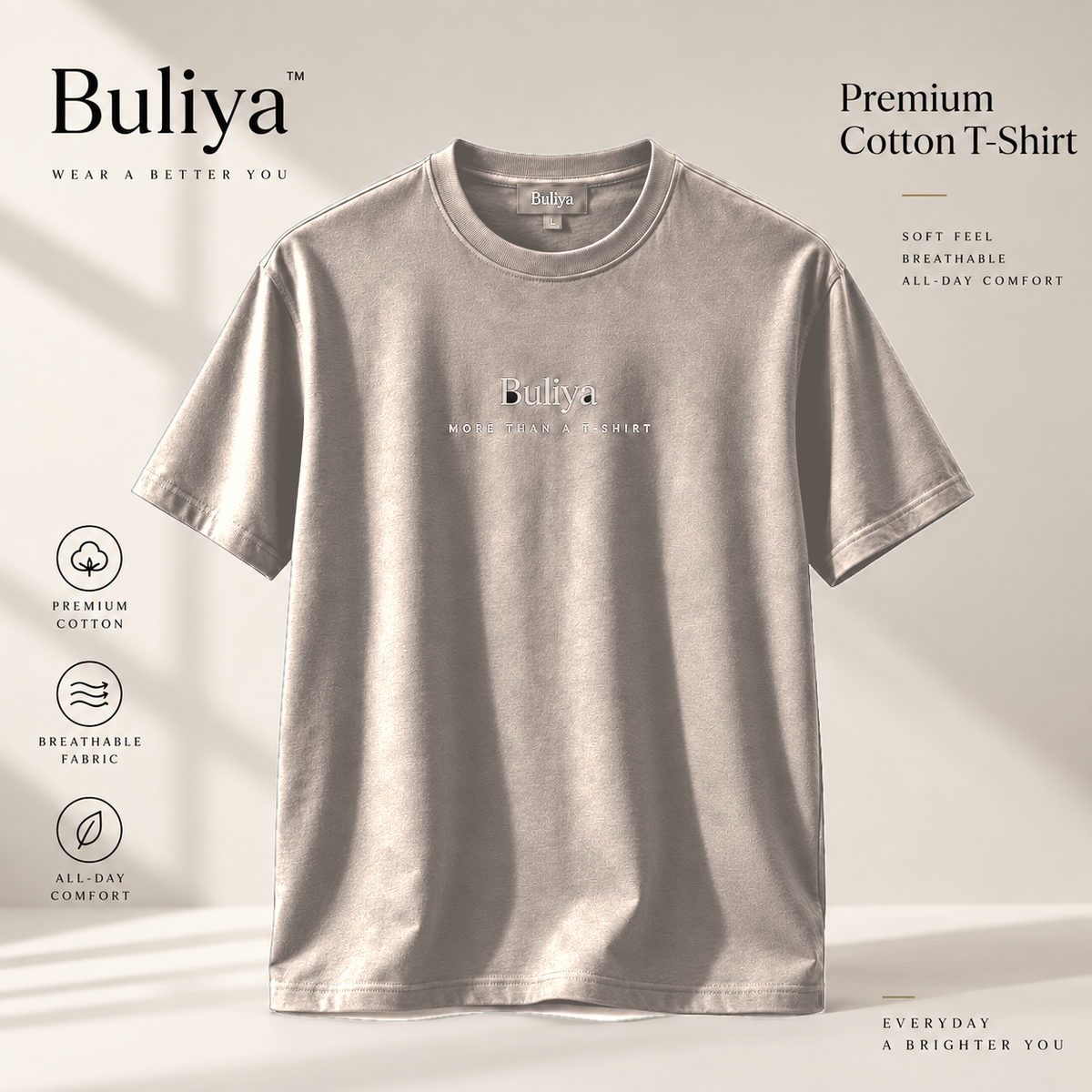 BULIYA Premium Cotton T-Shirt Cream hero