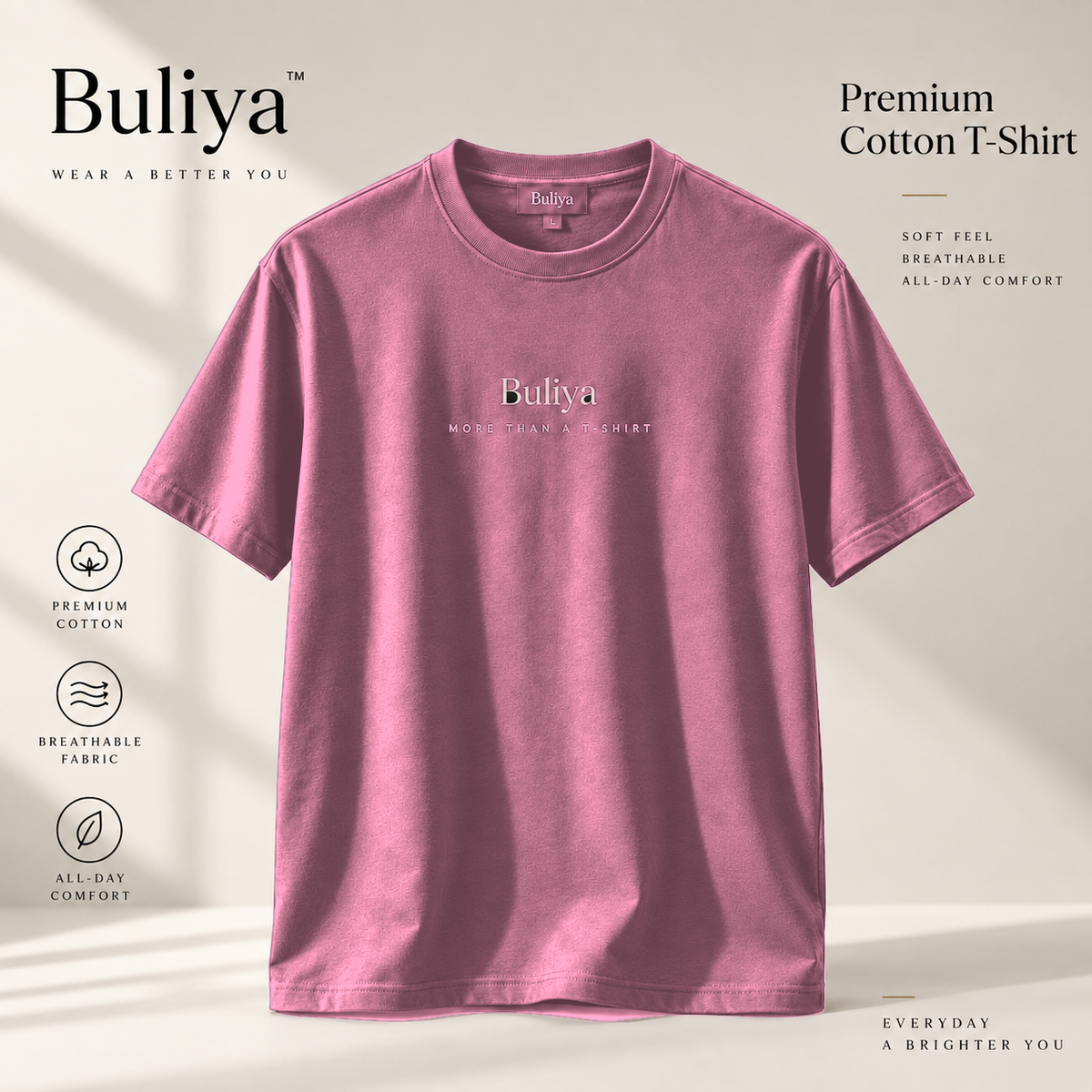 BULIYA Premium Cotton T-Shirt Hot Pink hero