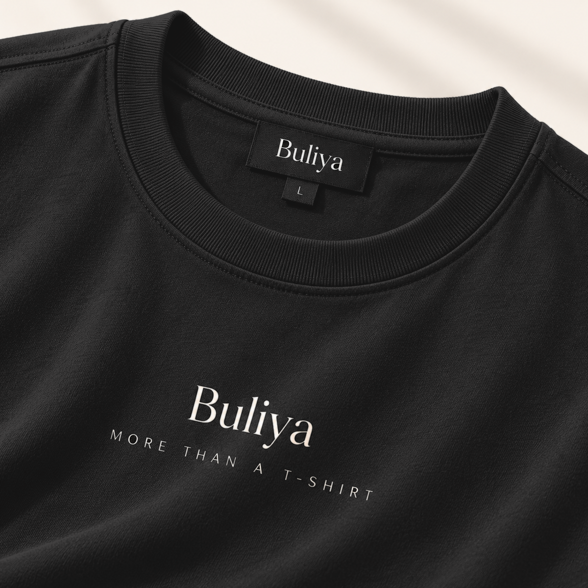 BULIYA Premium Cotton T-Shirt Jet Black detail