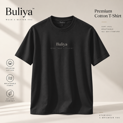 BULIYA Premium Cotton T-Shirt Jet Black hero